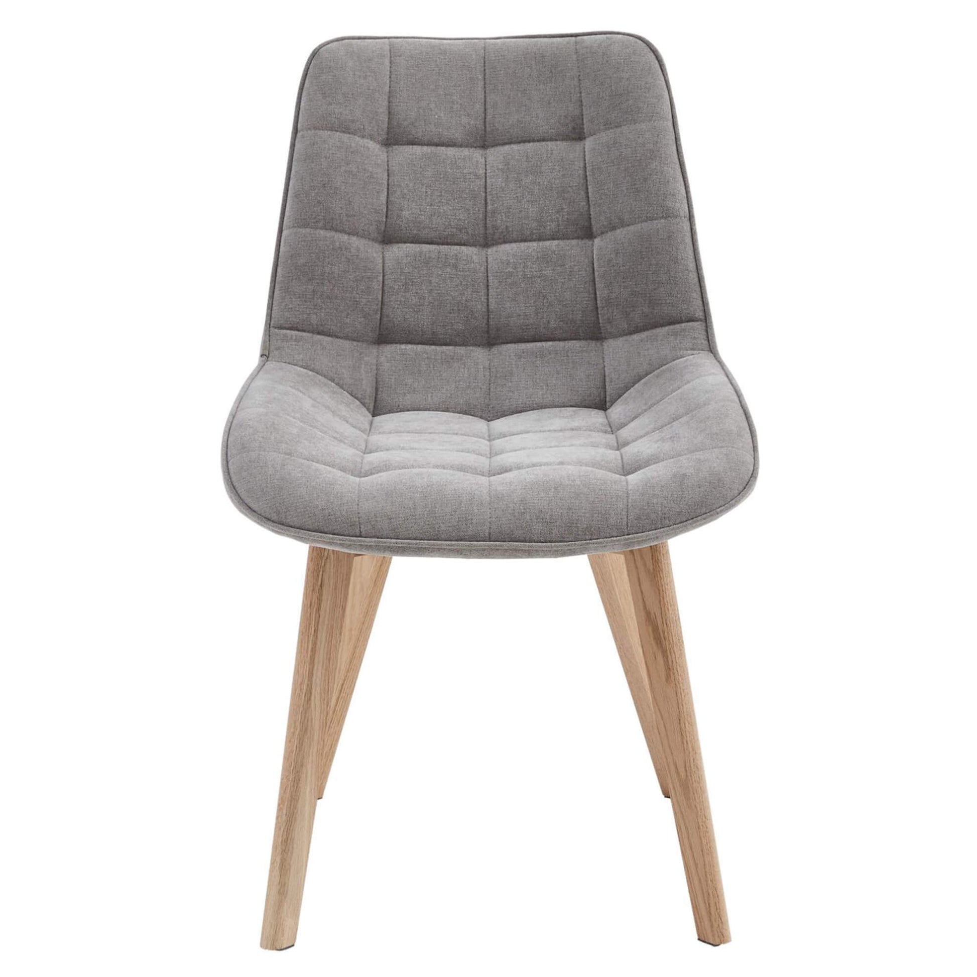 Maverick | Modern PU Leather Fabric Natural Wooden Dining Chairs | Set Of 2 | Light Grey