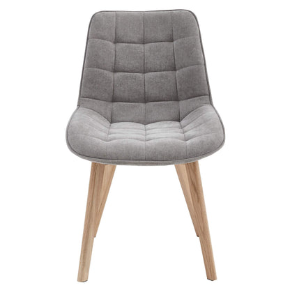 Maverick | Modern PU Leather Fabric Natural Wooden Dining Chairs | Set Of 2 | Light Grey
