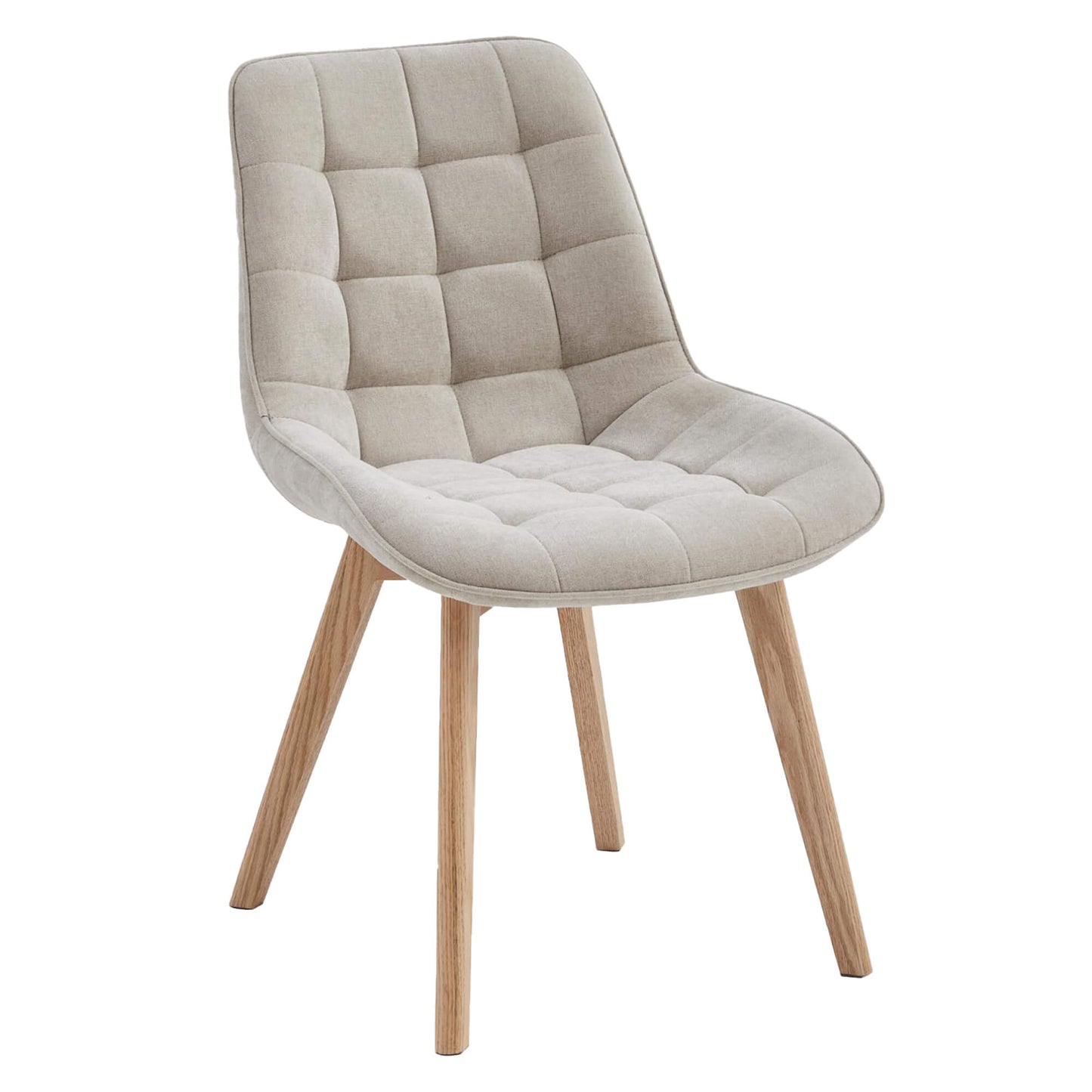 Maverick | Modern PU Leather Fabric Natural Wooden Dining Chairs | Set Of 2 | Taupe