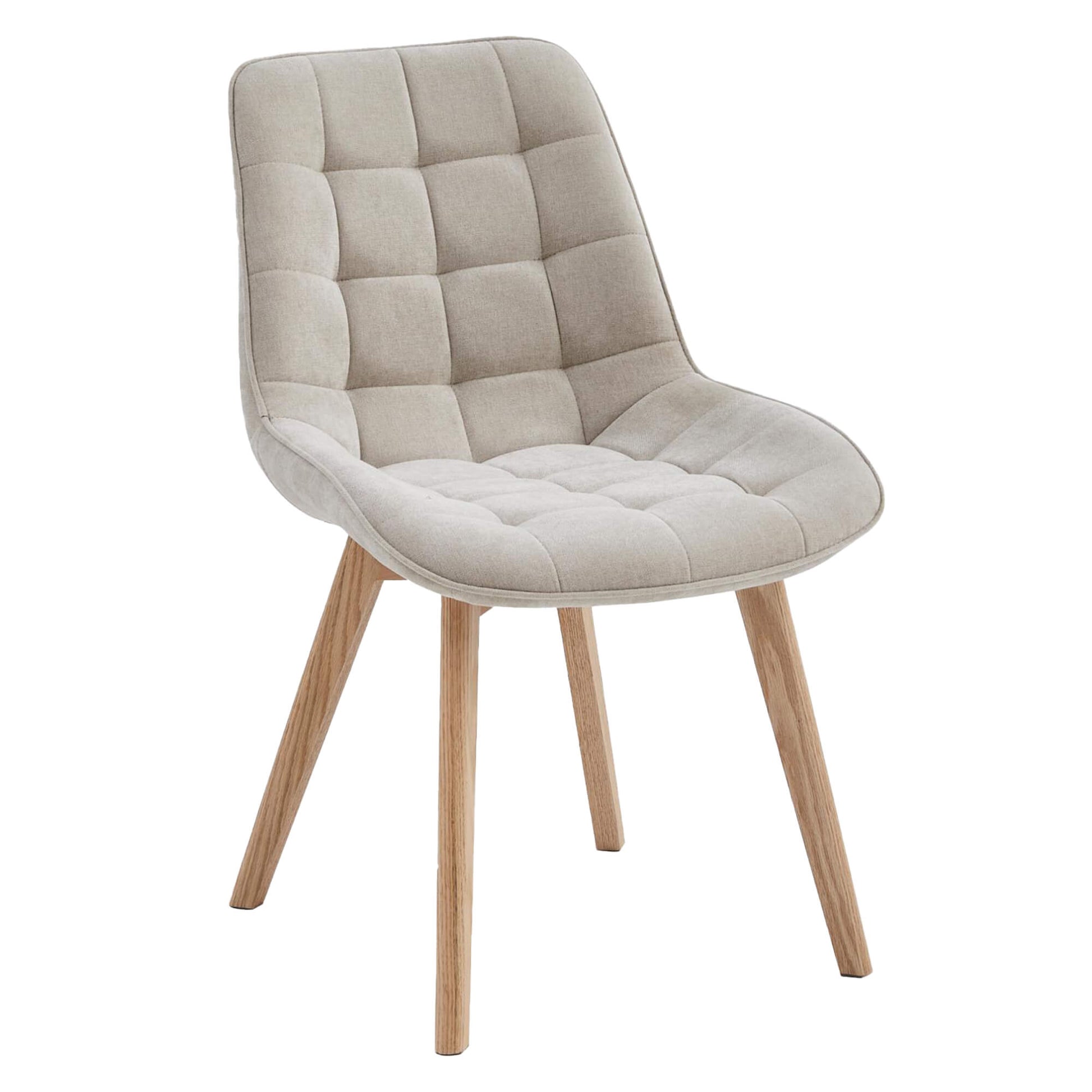 Maverick | Modern PU Leather Fabric Natural Wooden Dining Chairs | Set Of 2 | Taupe
