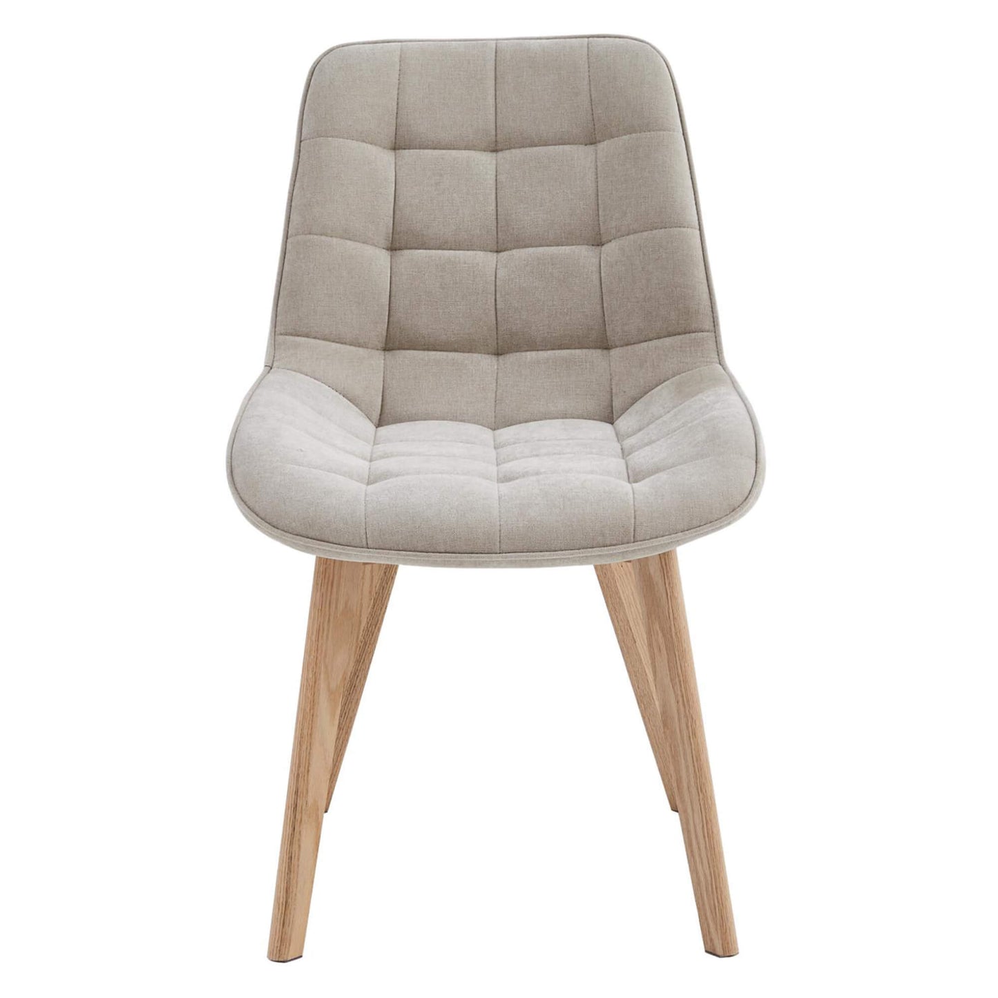 Maverick | Modern PU Leather Fabric Natural Wooden Dining Chairs | Set Of 2 | Taupe