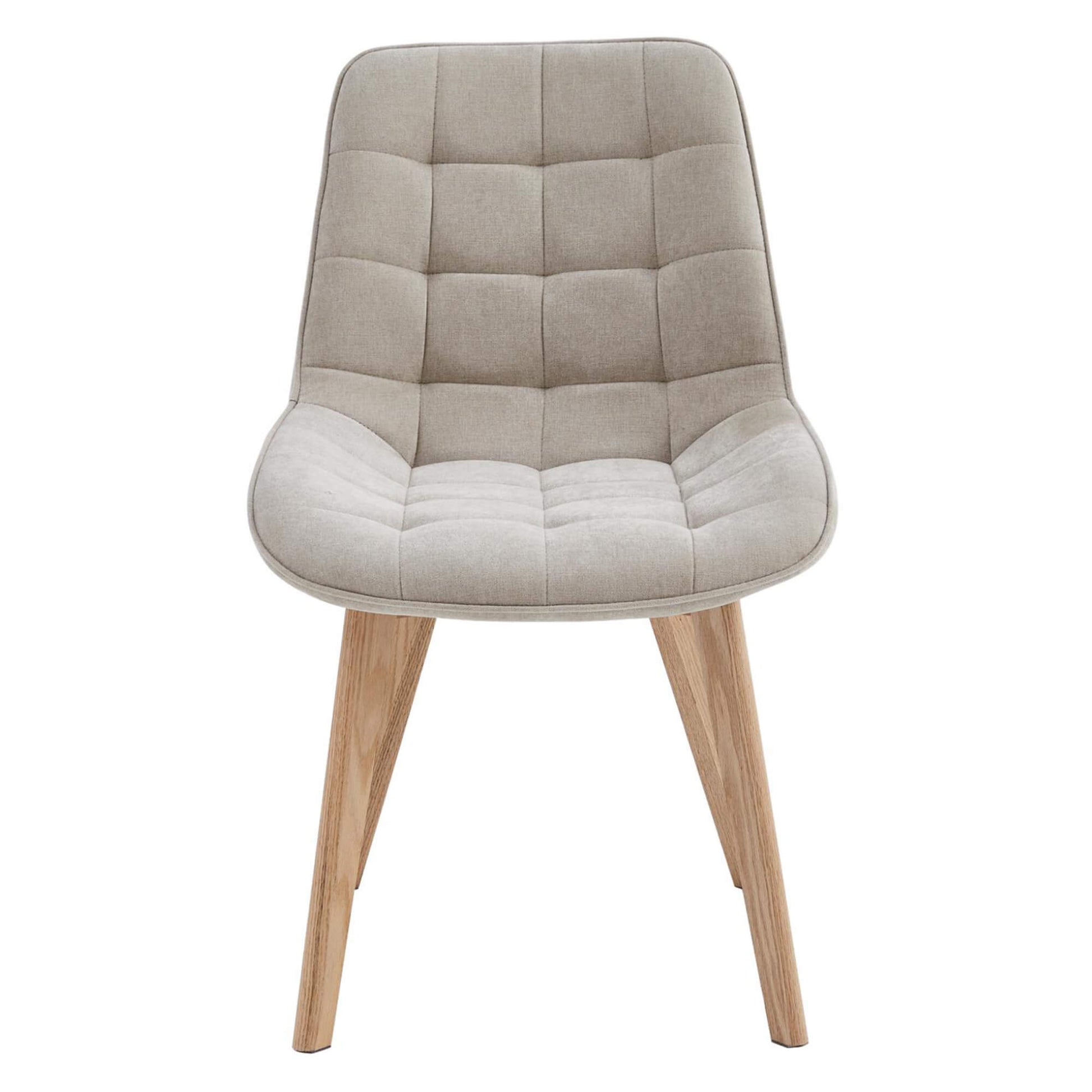 Maverick | Modern PU Leather Fabric Natural Wooden Dining Chairs | Set Of 2 | Taupe