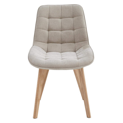 Maverick | Modern PU Leather Fabric Natural Wooden Dining Chairs | Set Of 2 | Taupe