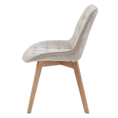 Maverick | Modern PU Leather Fabric Natural Wooden Dining Chairs | Set Of 2 | Taupe