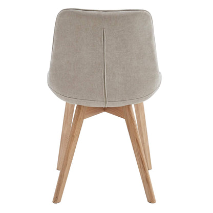 Maverick | Modern PU Leather Fabric Natural Wooden Dining Chairs | Set Of 2 | Taupe