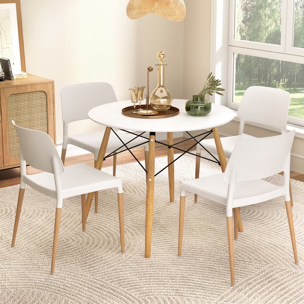Mayfair Minerva | Modern White Round Dining Table Set
