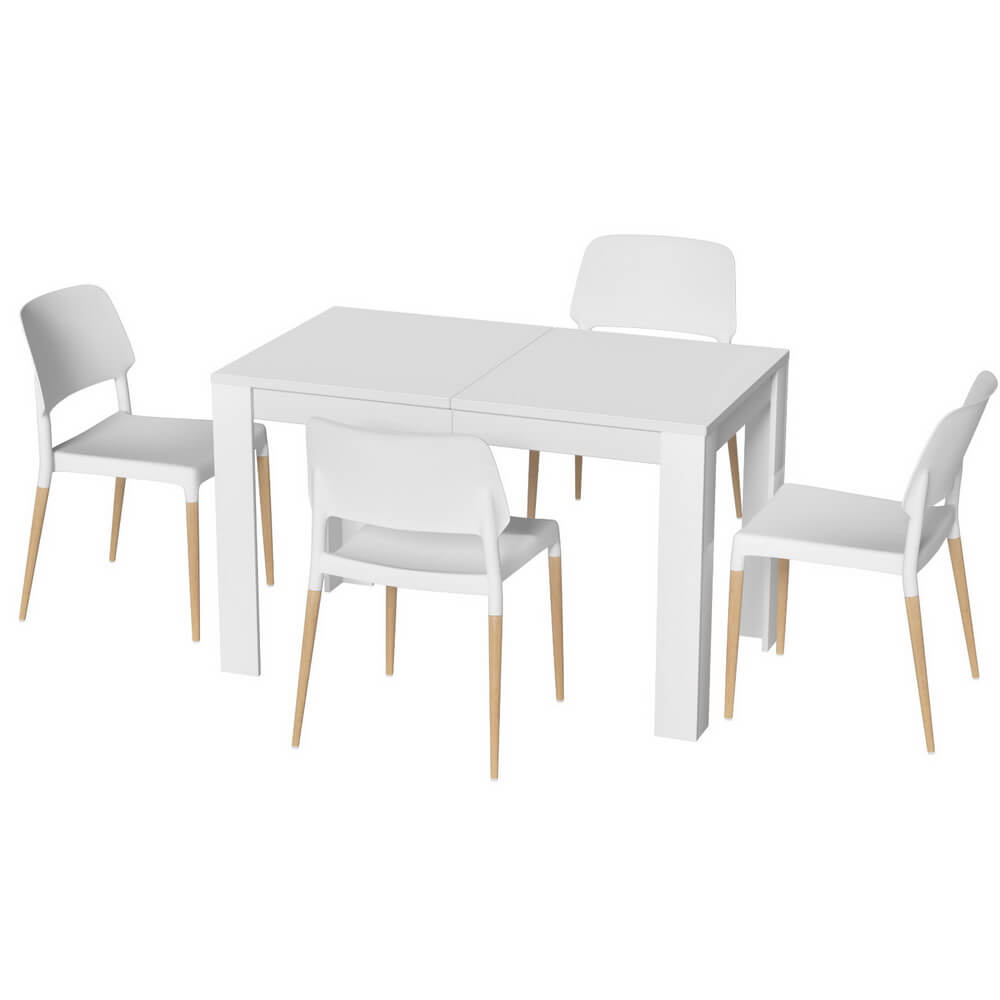 Mayfair | Nouvelle White Contemporary Wooden Dining Table Set | White