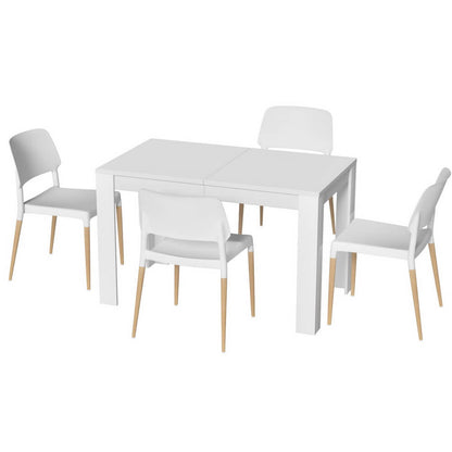 Mayfair | Nouvelle White Contemporary Wooden Dining Table Set | White