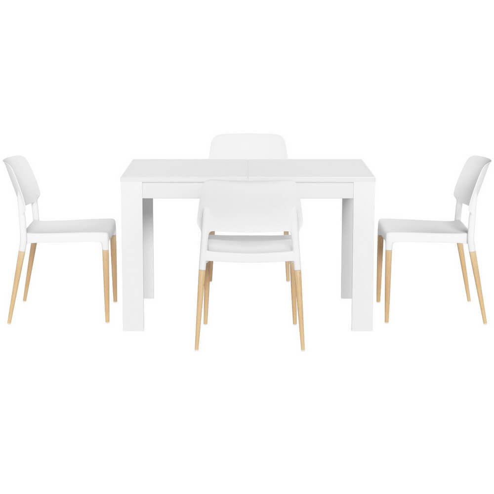 Mayfair | Nouvelle White Contemporary Wooden Dining Table Set | White
