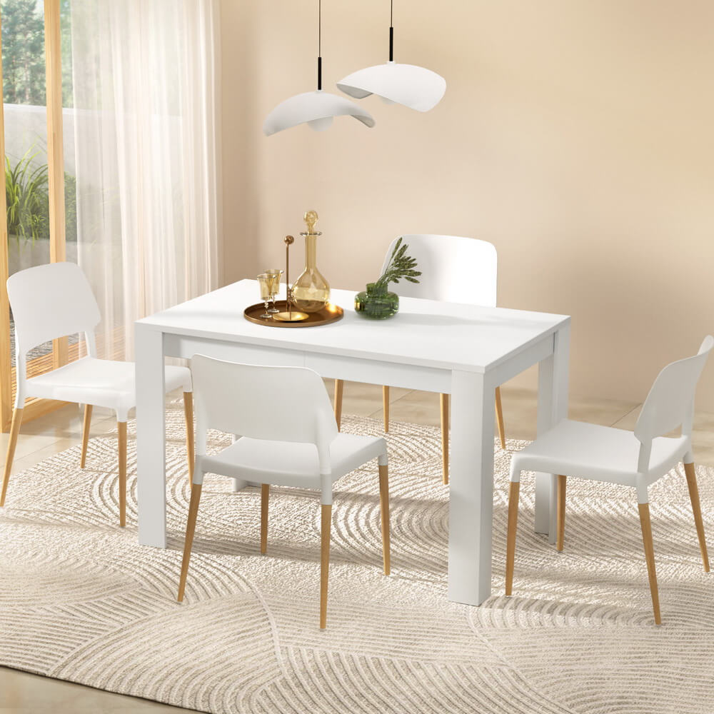 Mayfair | Nouvelle White Contemporary Wooden Dining Table Set | White