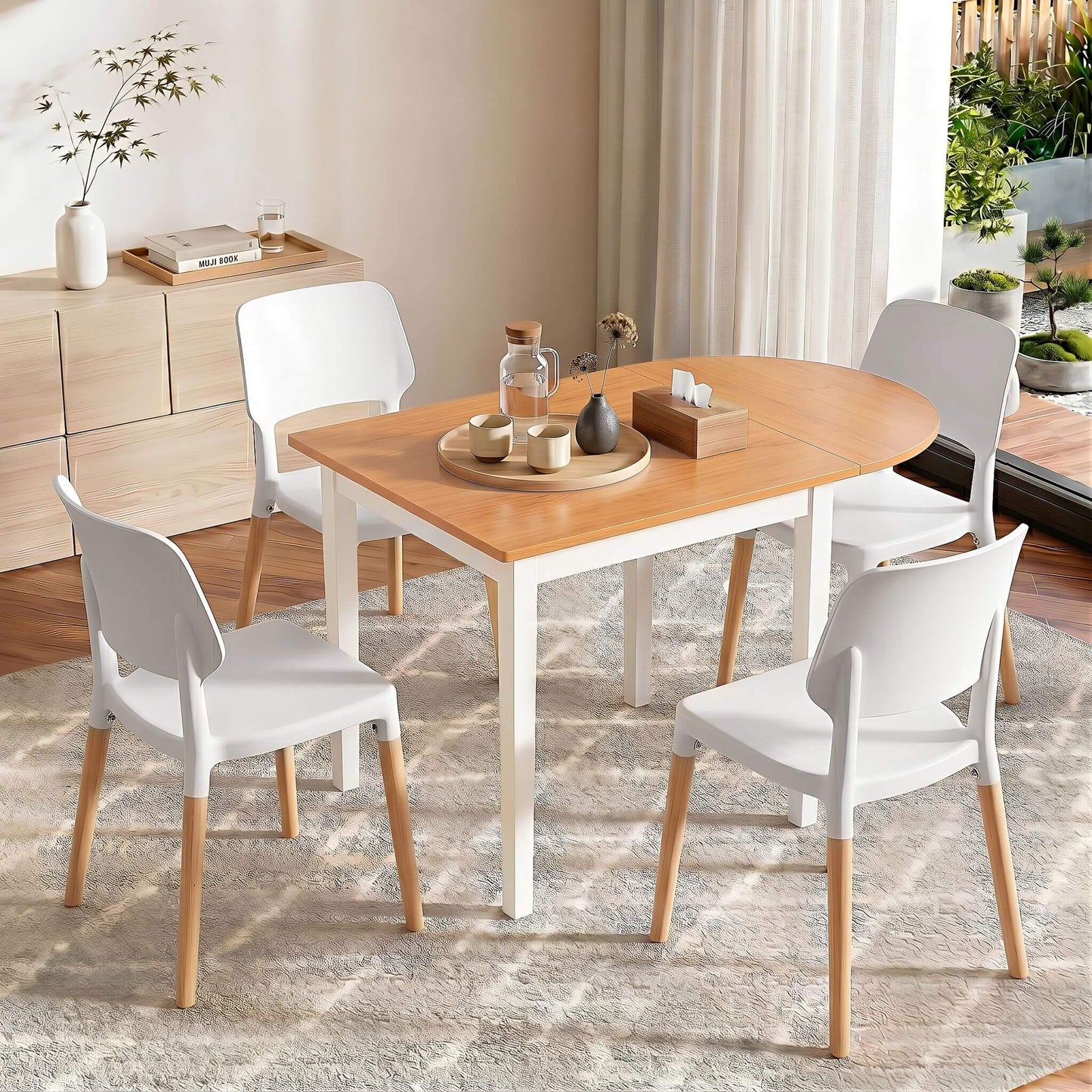 Mayfair | Vienna Modern White Wooden Drop Leaf Dining Table Set | White
