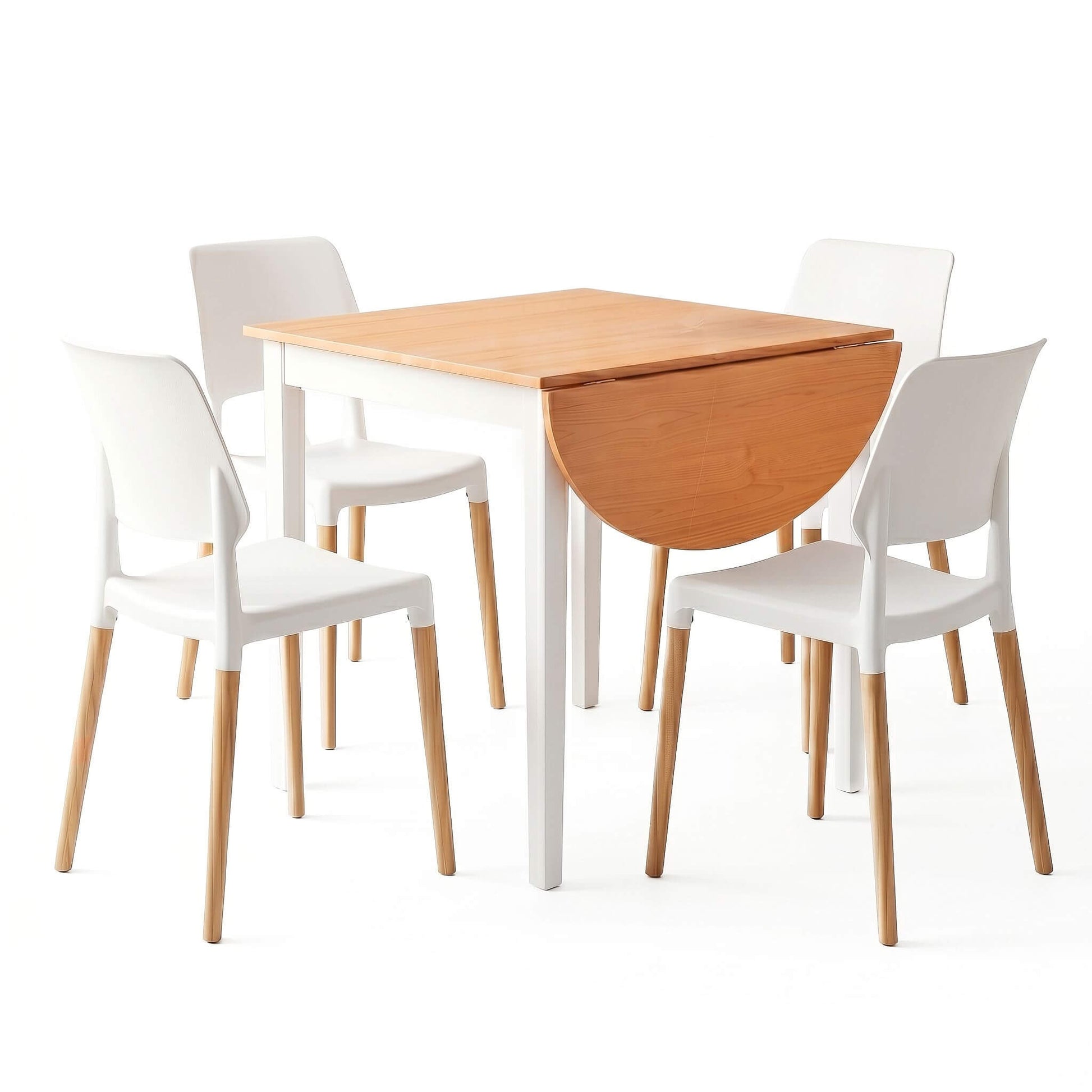 Mayfair | Vienna Modern White Wooden Drop Leaf Dining Table Set | White
