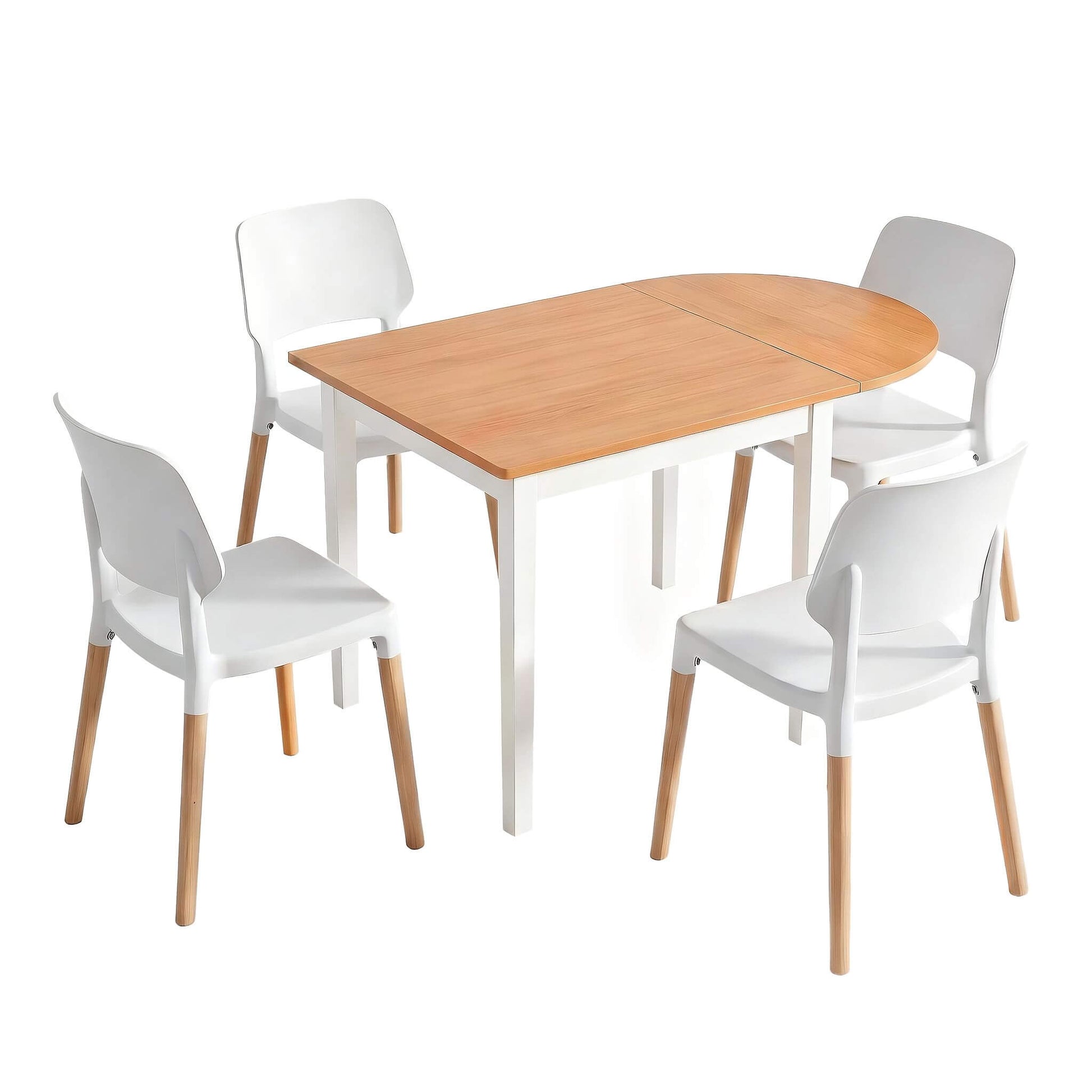 Mayfair | Vienna Modern White Wooden Drop Leaf Dining Table Set | White