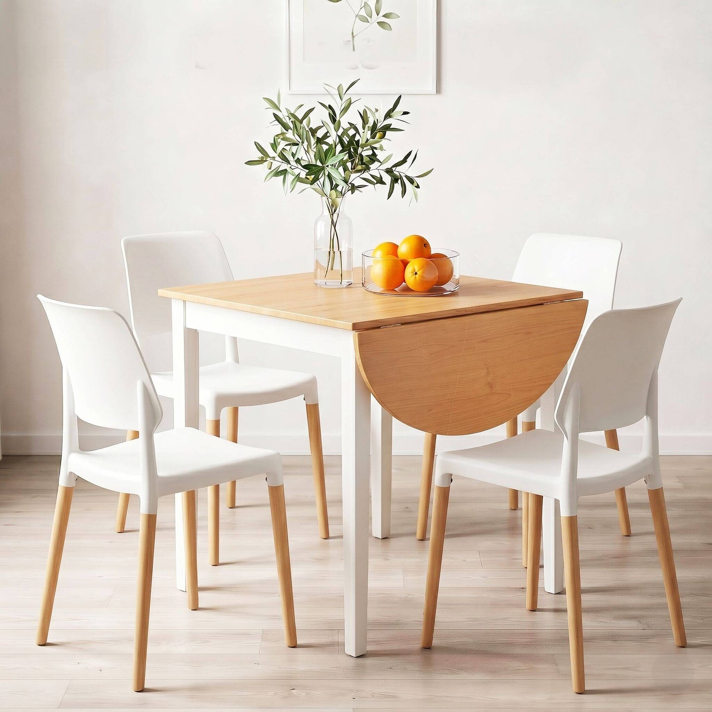 Mayfair | Vienna Modern White Wooden Drop Leaf Dining Table Set | White