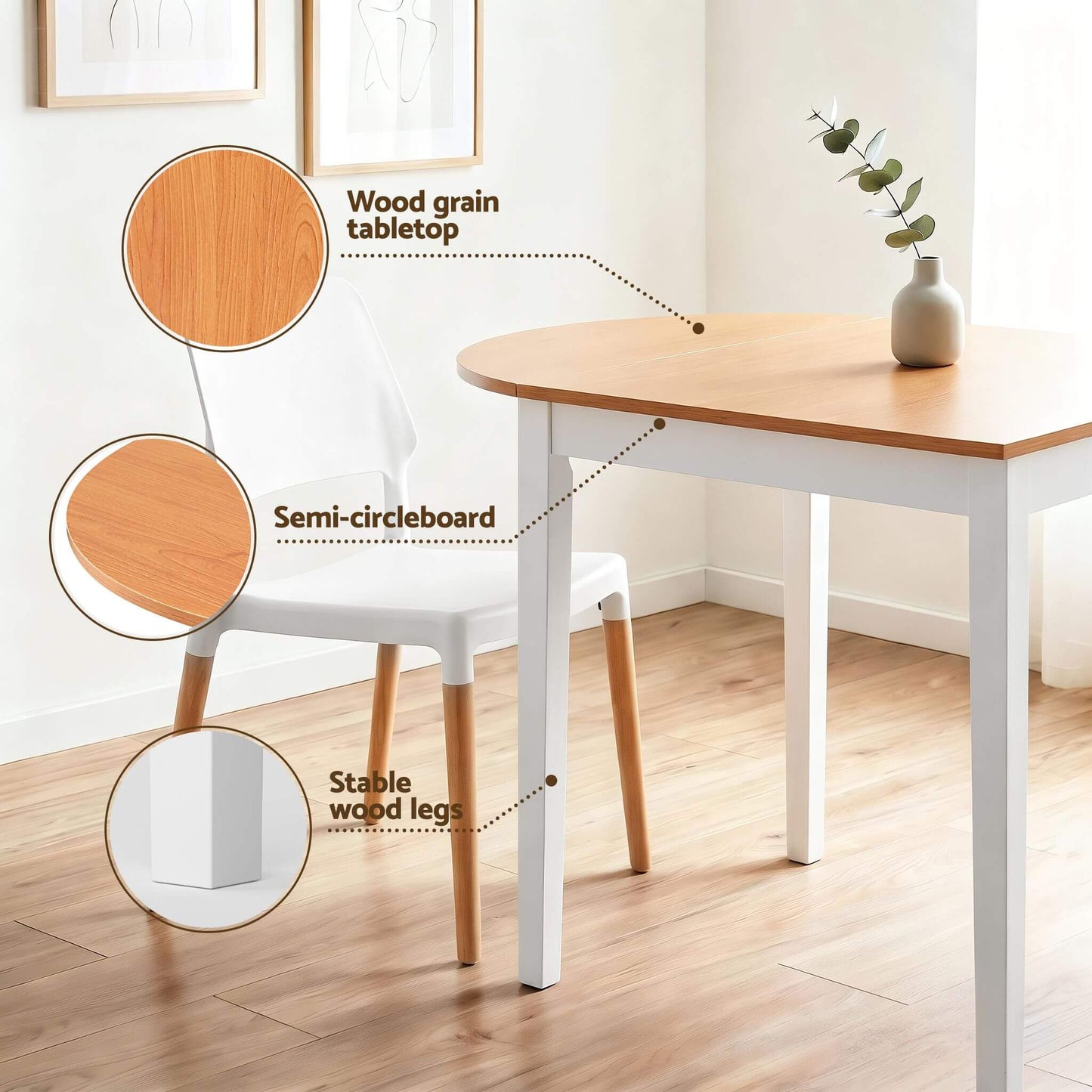 Mayfair | Vienna Modern White Wooden Drop Leaf Dining Table Set | White