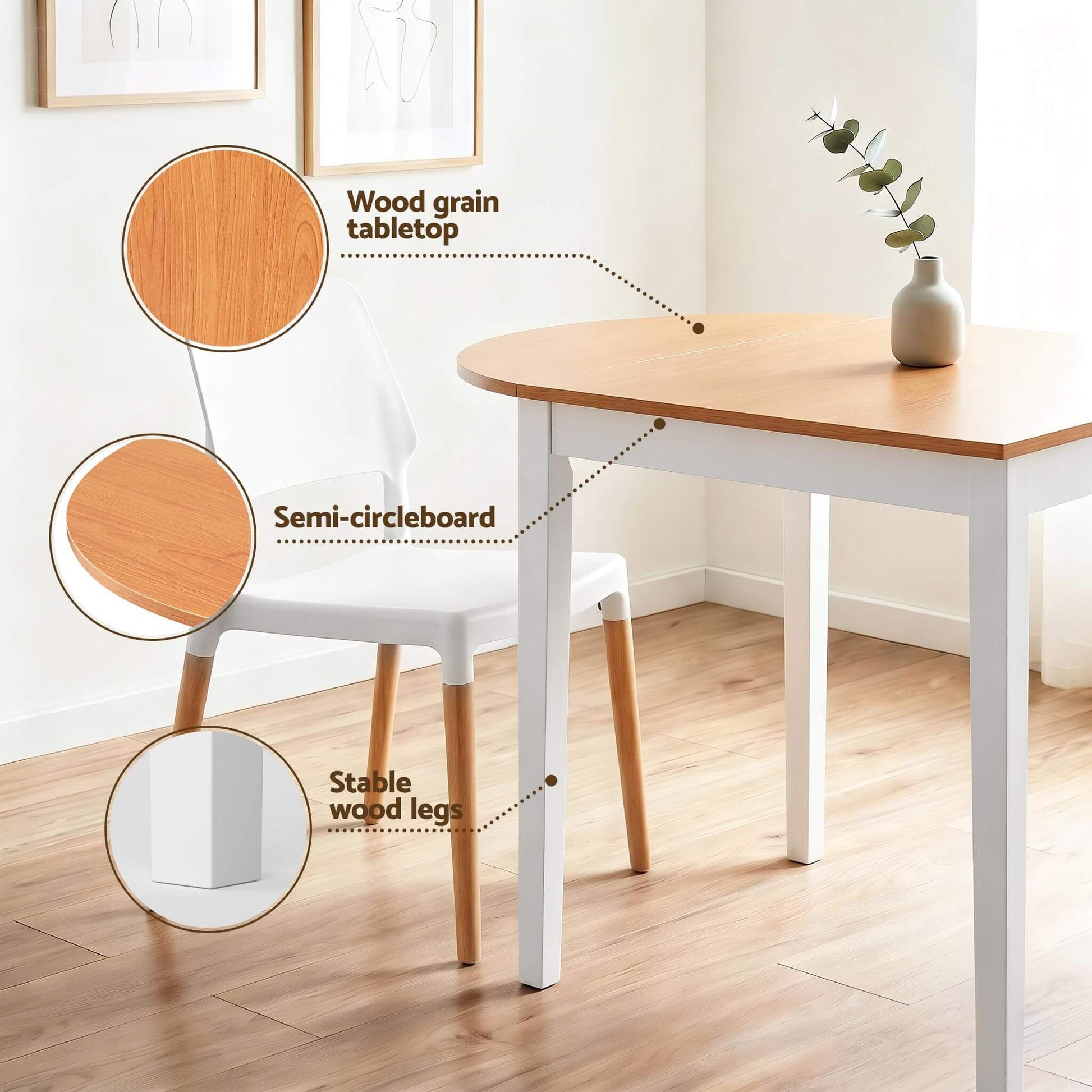 Mayfair | Vienna Modern White Wooden Drop Leaf Dining Table Set | White