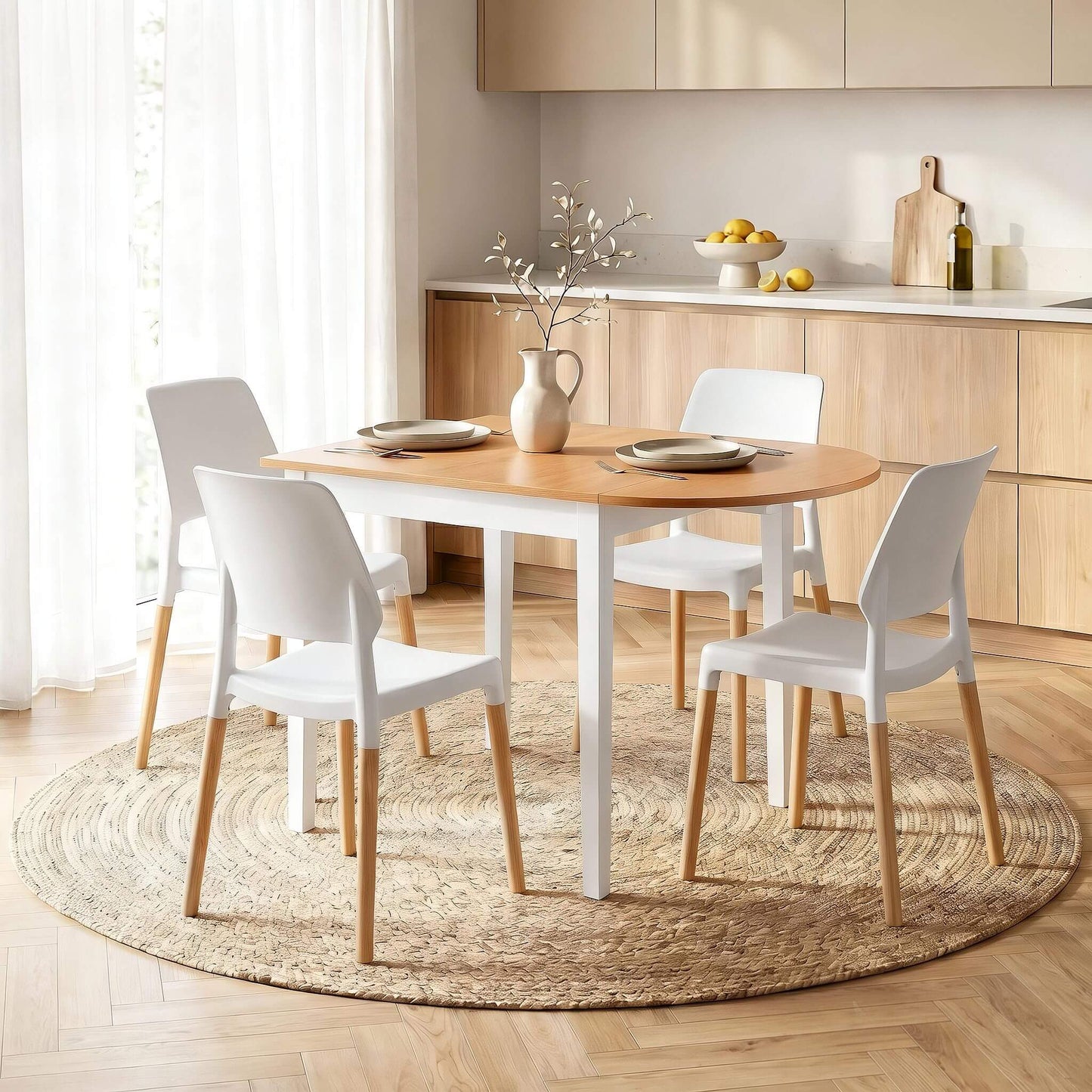 Mayfair | Vienna Modern White Wooden Drop Leaf Dining Table Set | White