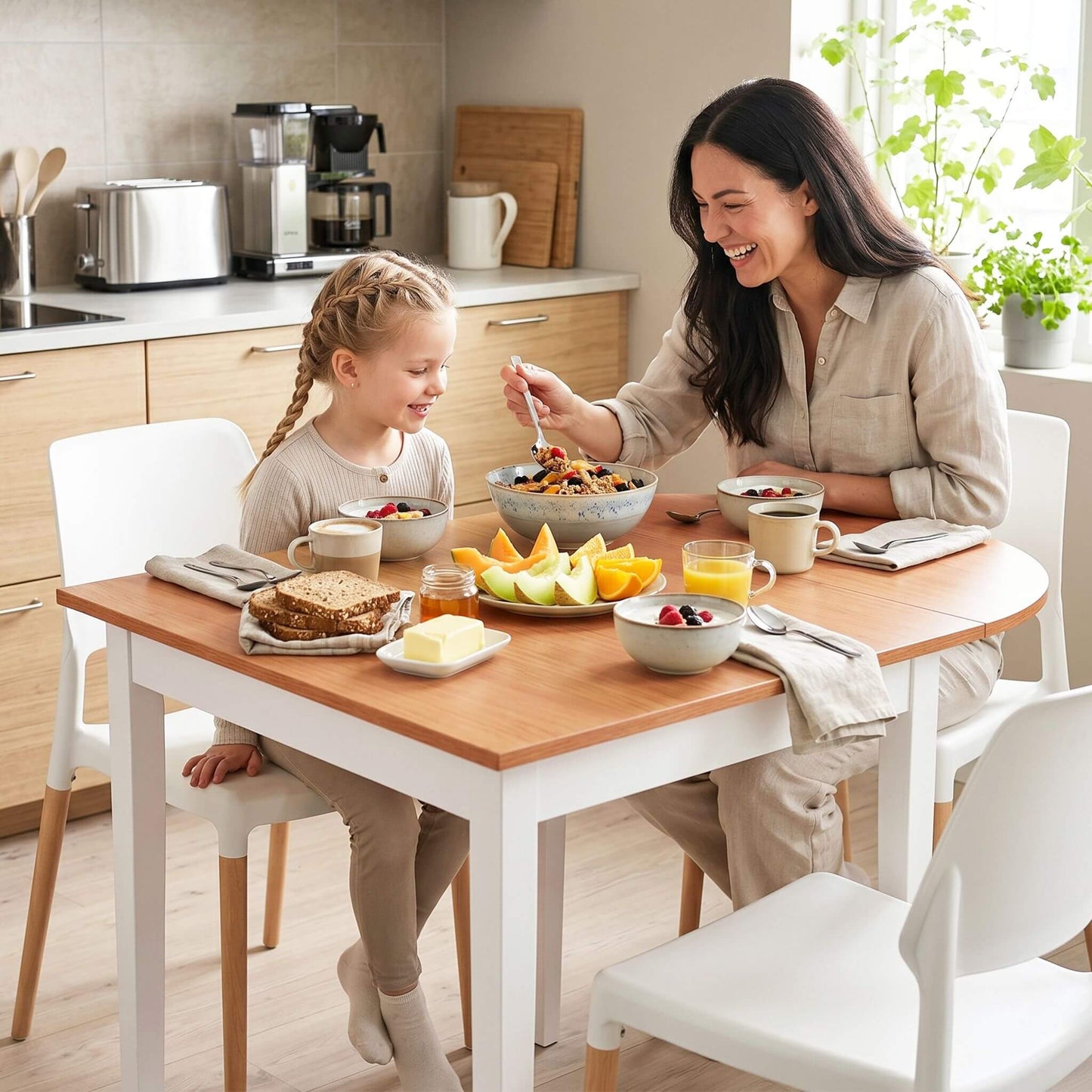Mayfair | Vienna Modern White Wooden Drop Leaf Dining Table Set | White