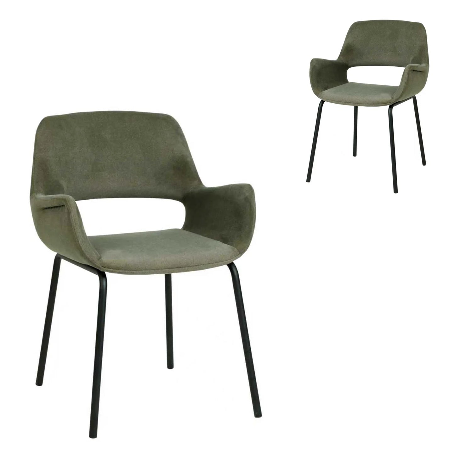 Mebbin Modern Moss Green Fabric Dining Chair With Arms | Moss Green