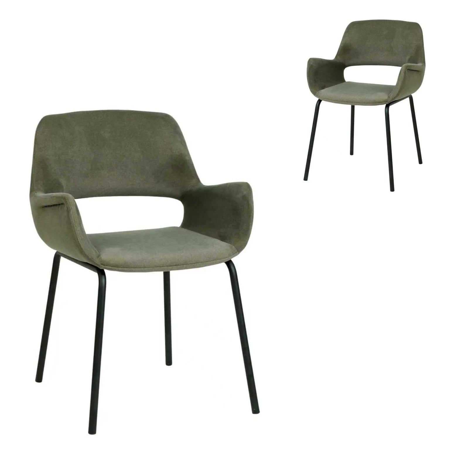 Mebbin Modern Moss Green Fabric Dining Chair With Arms | Moss Green