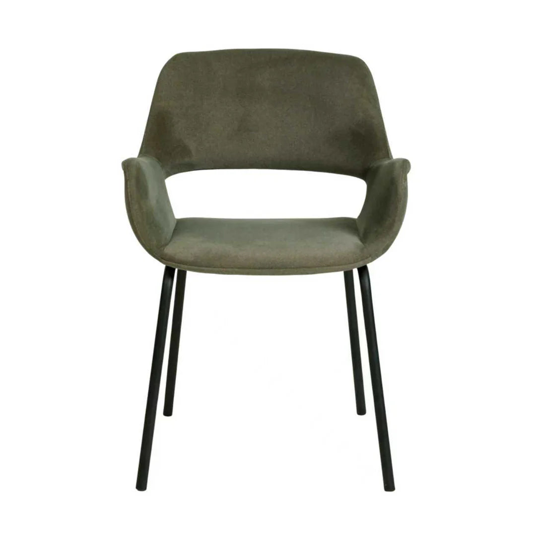 Mebbin Modern Moss Green Fabric Dining Chair With Arms | Moss Green