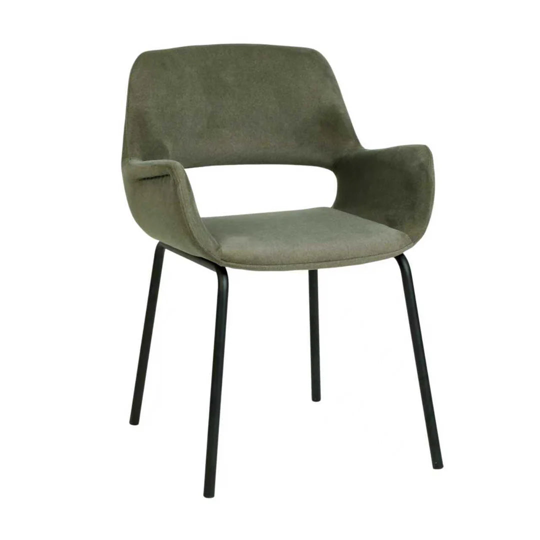 Mebbin Modern Moss Green Fabric Dining Chair With Arms | Moss Green