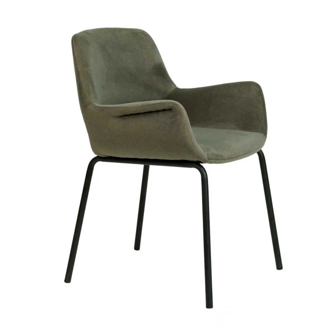 Mebbin Modern Moss Green Fabric Dining Chair With Arms | Moss Green