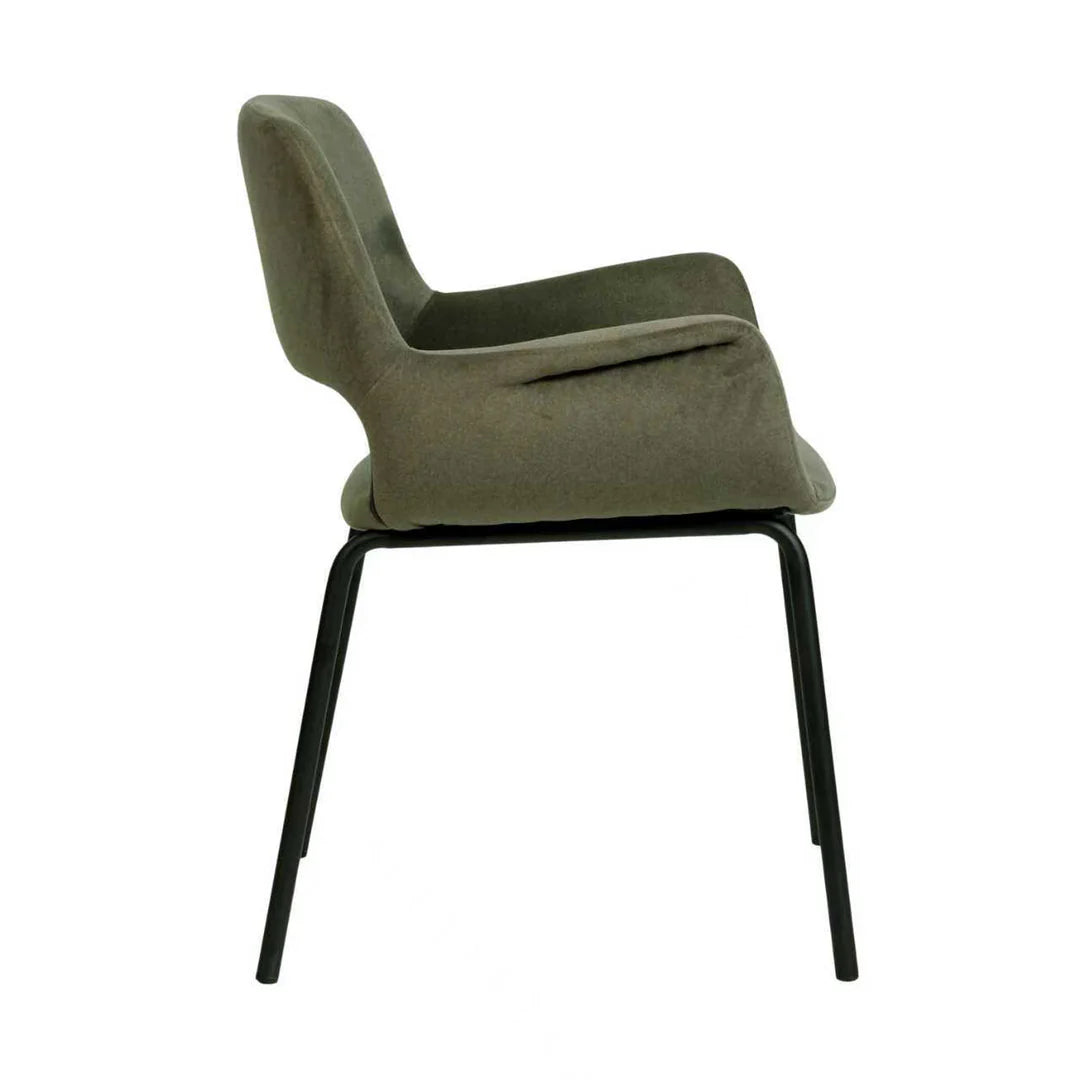 Mebbin Modern Moss Green Fabric Dining Chair With Arms | Moss Green