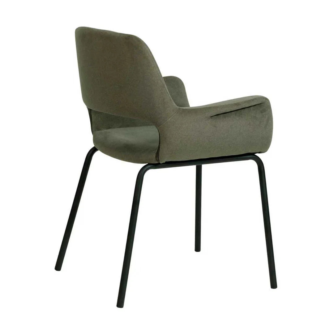Mebbin Modern Moss Green Fabric Dining Chair With Arms | Moss Green
