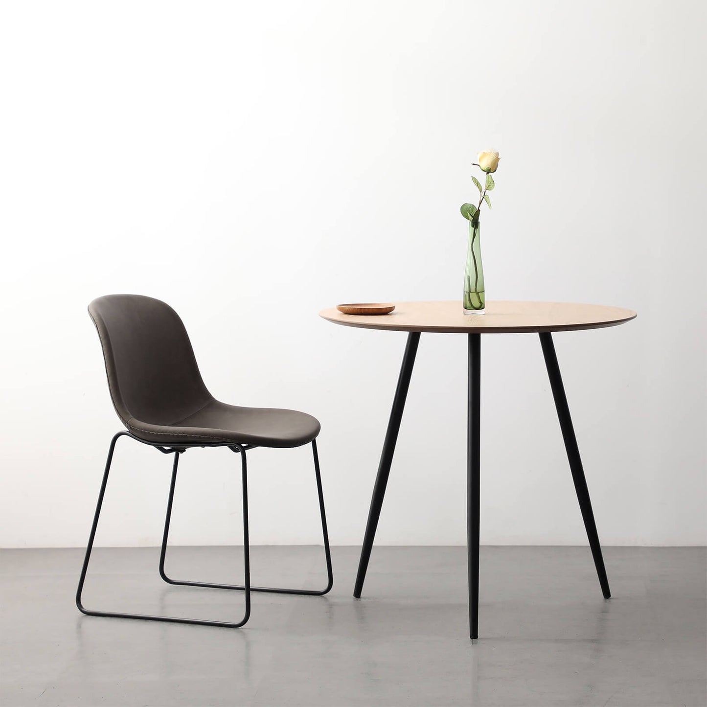 Melville | Natural & Black Metal 80cm Wooden Round Table | Natural