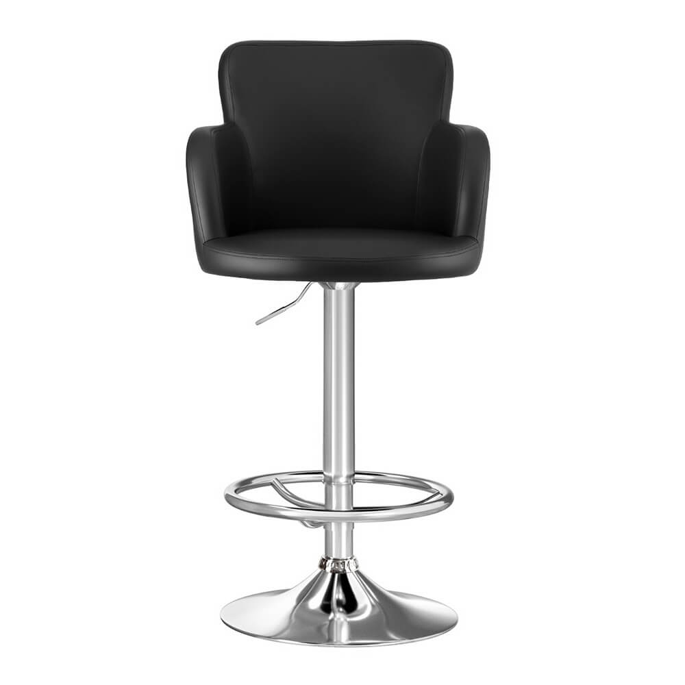Adjustable Black PU Leather Bar Stools With Arms | Black