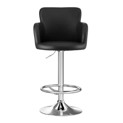 Adjustable Black PU Leather Bar Stools With Arms | Black