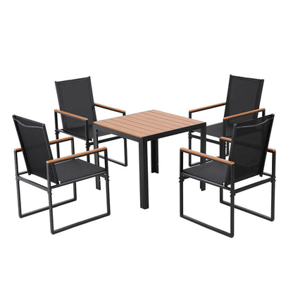 Meridian | Coastal Black Metal 4 Seater Outdoor Dining Table Set | Black
