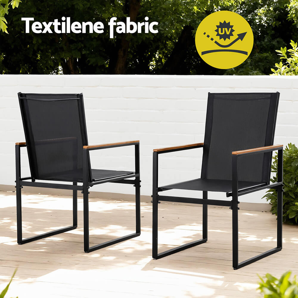 Meridian | Coastal Black Metal 4 Seater Outdoor Dining Table Set | Black