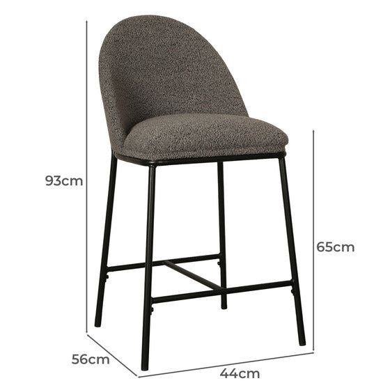 Meridian | Contemporary Boucle Fabric Bar Stools | Set Of 2 | Slate