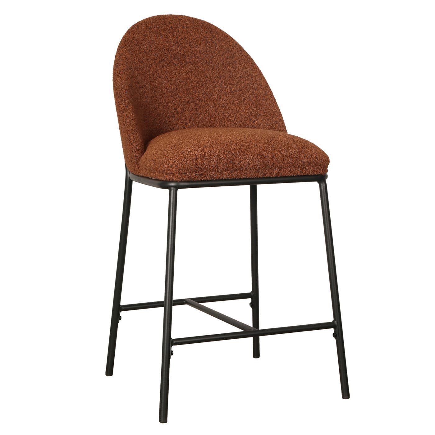 Meridian | Contemporary Boucle Fabric Bar Stools | Set Of 2 | Terracotta