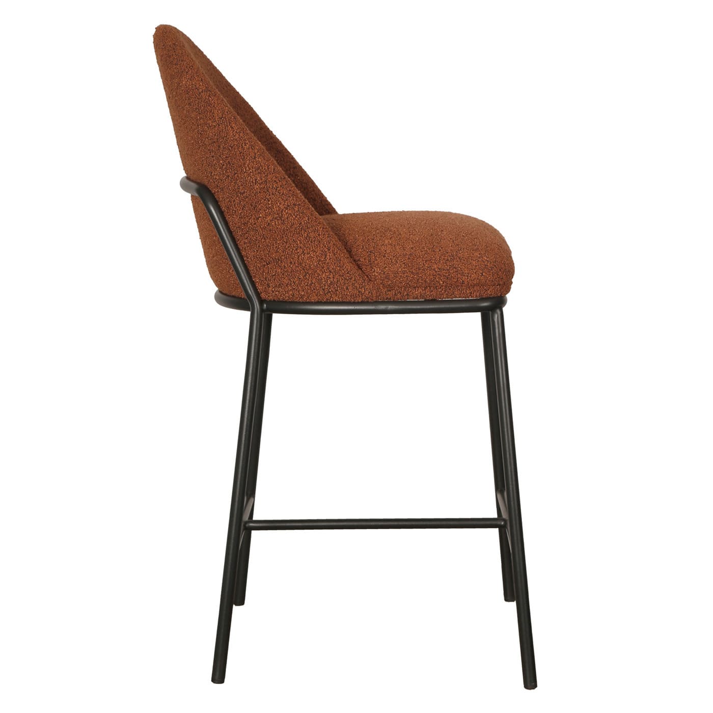 Meridian | Contemporary Boucle Fabric Bar Stools | Set Of 2 | Terracotta