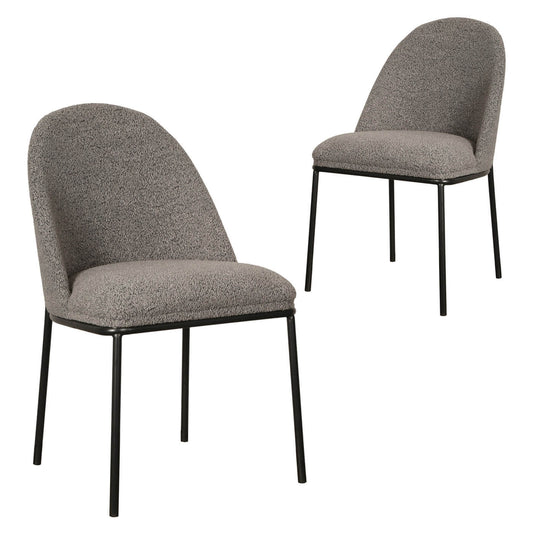 Meridian | Contemporary Boucle Fabric Dining Chairs | Set Of 2 | Slate Grey