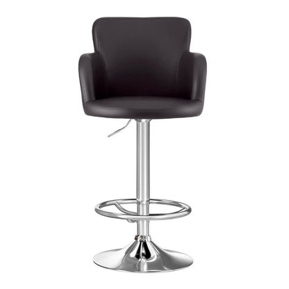 Adjustable Brown PU Leather Bar Stools With Arms | Brown