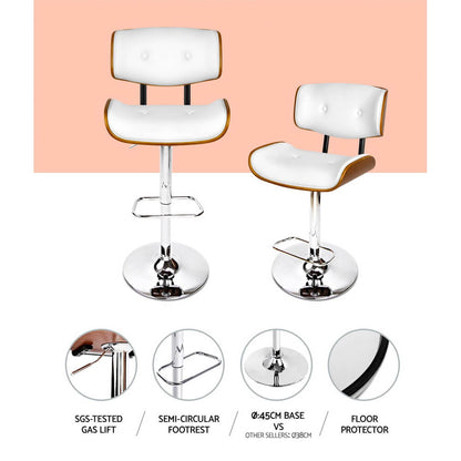 Merricks | Modern Swivel Black & White PU Leather Wooden Bar Stools | Set Of 2 | White