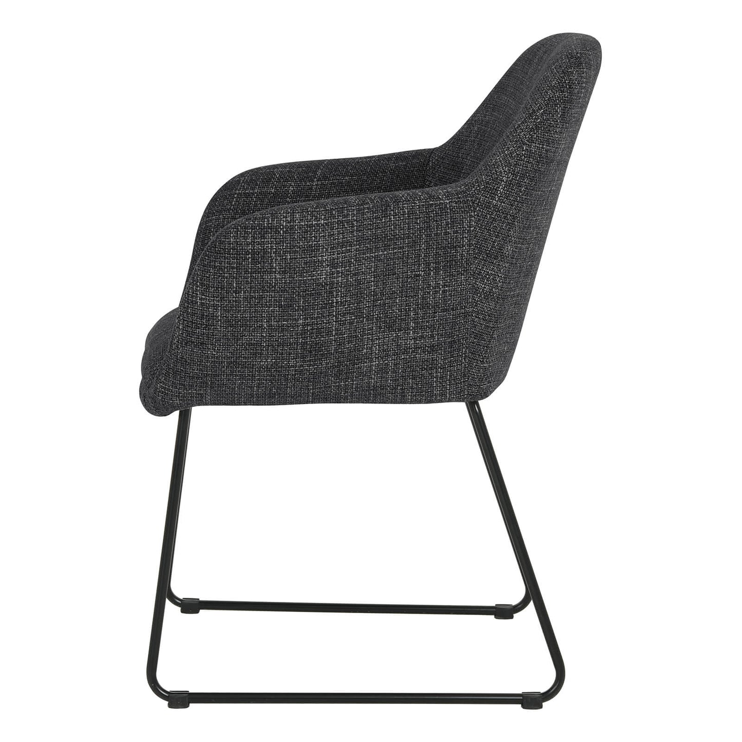 Metro | Modern Black Grey Fabric Dining Chair With Arms | Set Of 2 | Black