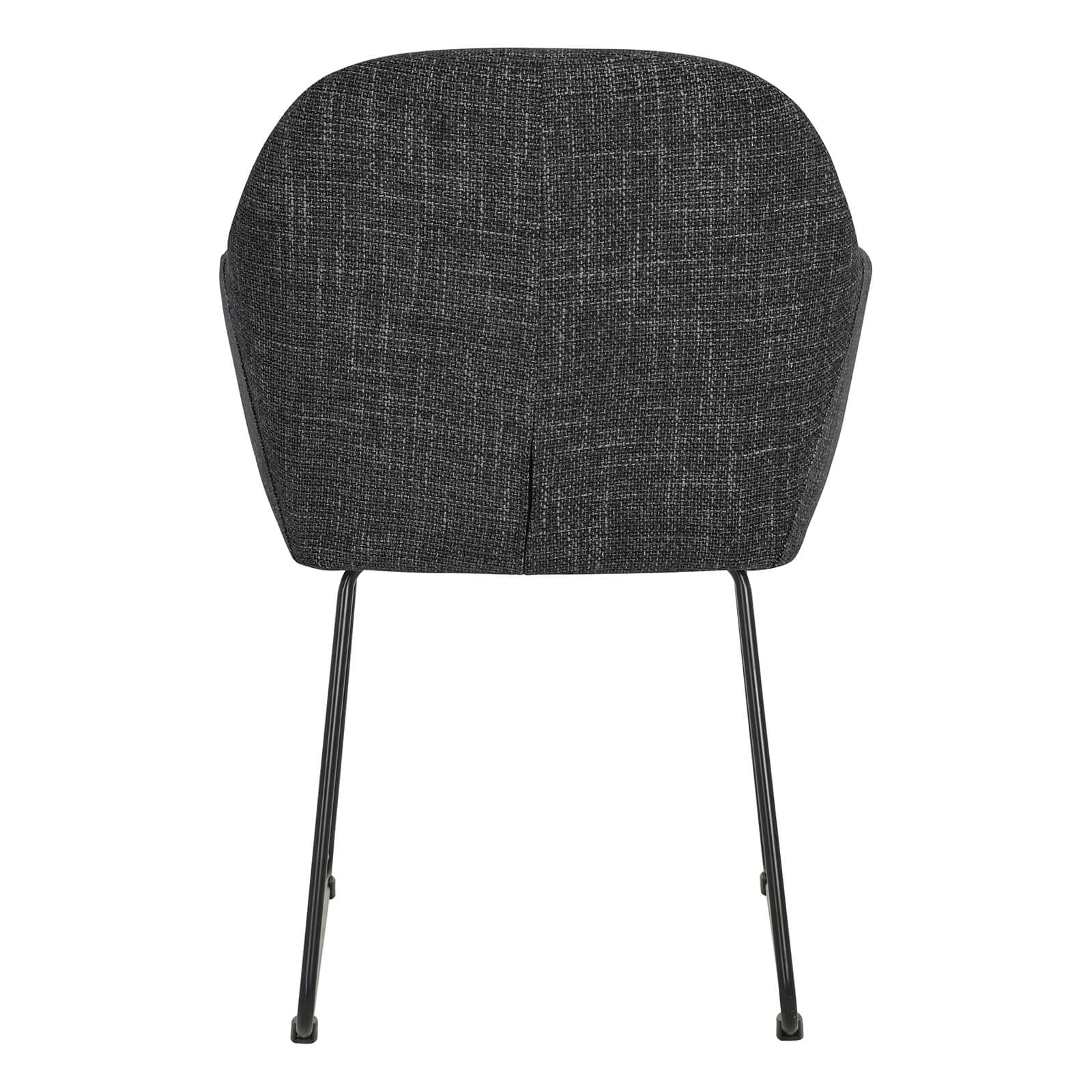 Metro | Modern Black Grey Fabric Dining Chair With Arms | Set Of 2 | Black