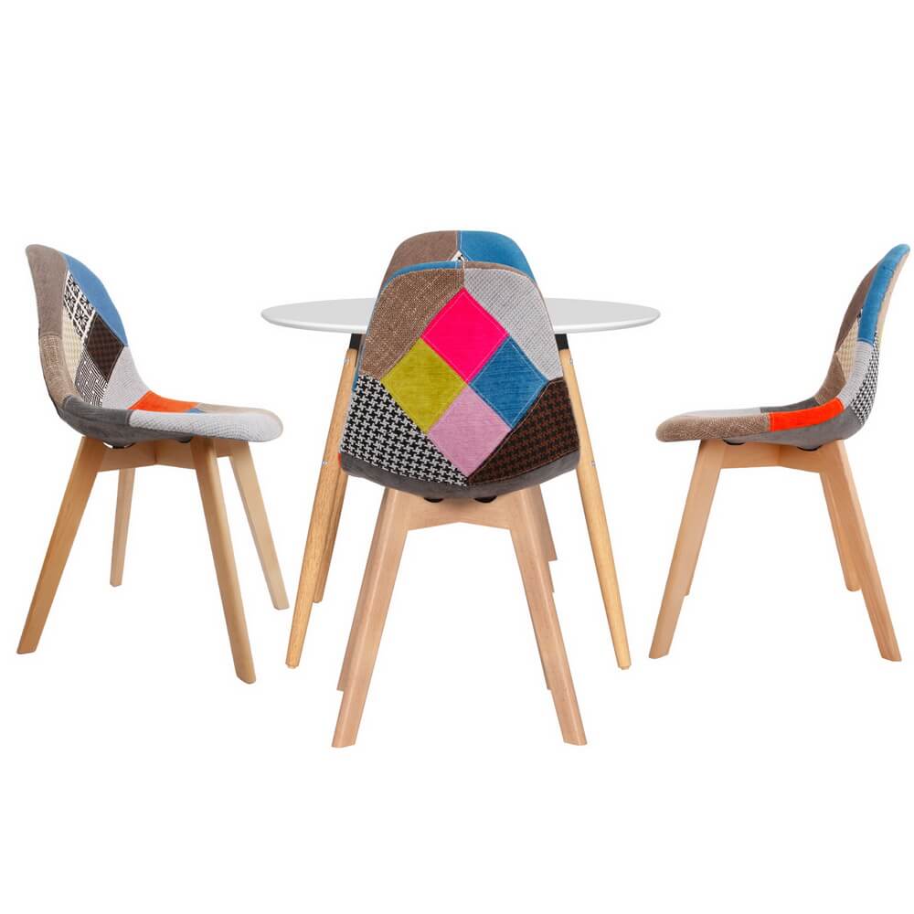 Minerva | Modern Multi Colour White 4 Seater Round Dining Table Set | White