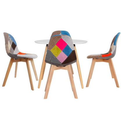 Minerva | Modern Multi Colour White 4 Seater Round Dining Table Set | White