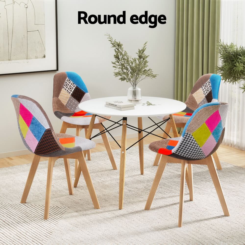 Minerva | Modern Multi Colour White 4 Seater Round Dining Table Set | White