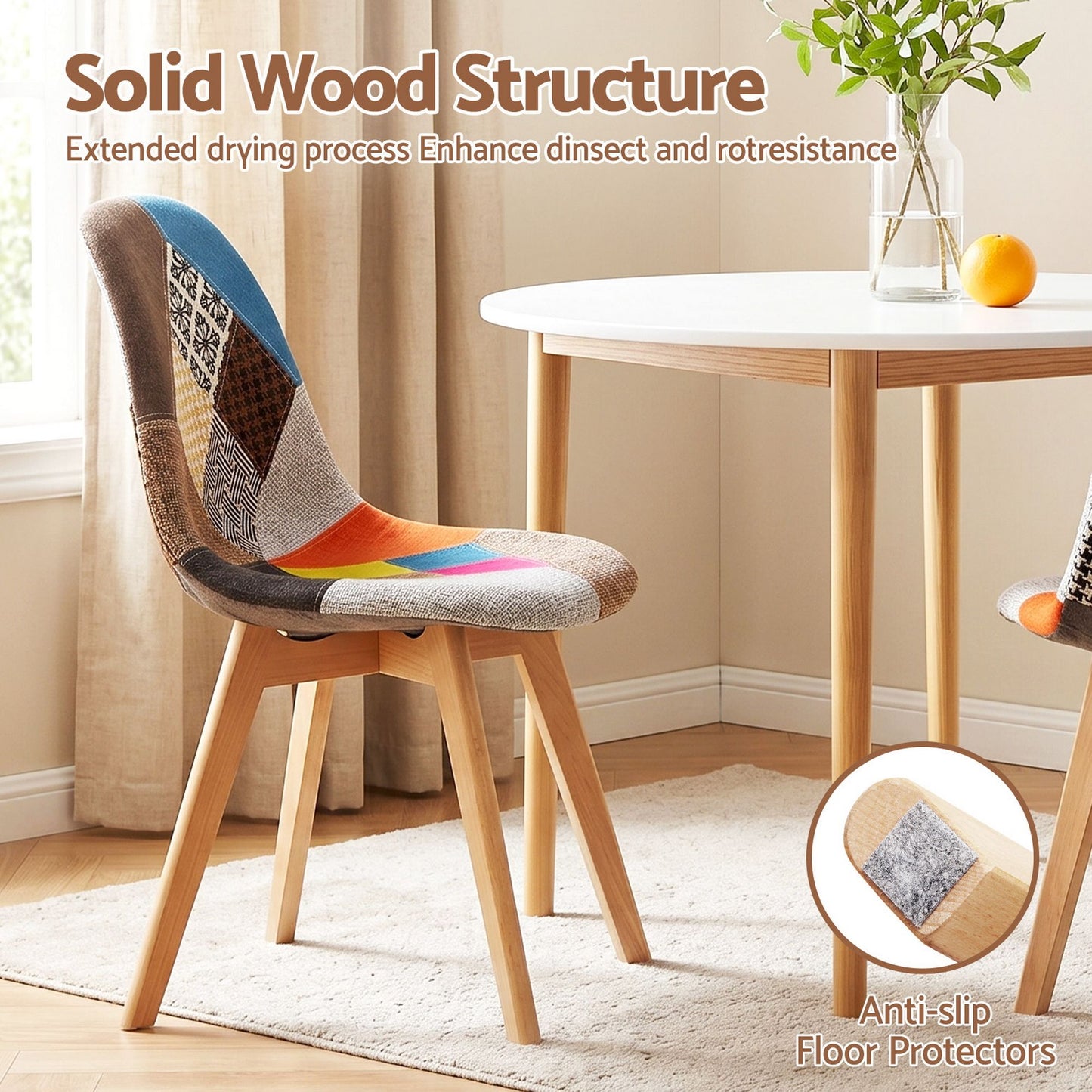 Minerva Cobberas | Multi Colour Fabric Modern White Wooden Round Dining Table Set | White