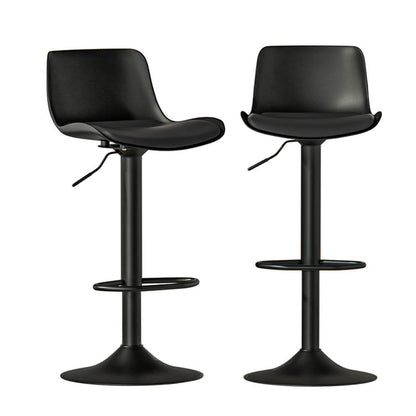 Minerva | Modern White Black Plastic PU Leather Bar Stools | Set Of 2 | Black