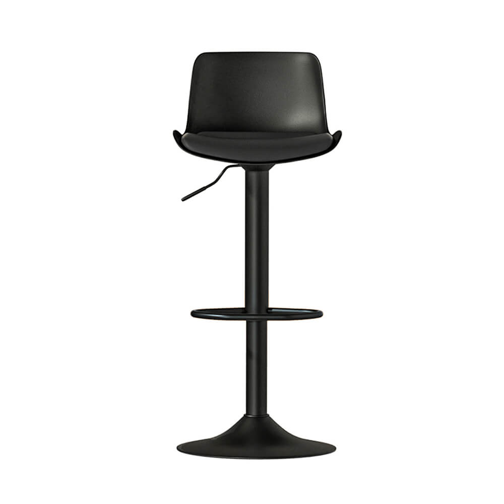 Minerva | Modern White Black Plastic PU Leather Bar Stools | Set Of 2 | Black