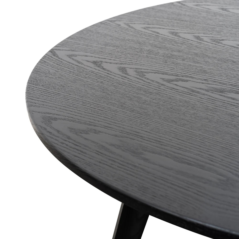 Missouri | 4 Seater Natural Black Wooden Round Dining Table | Black