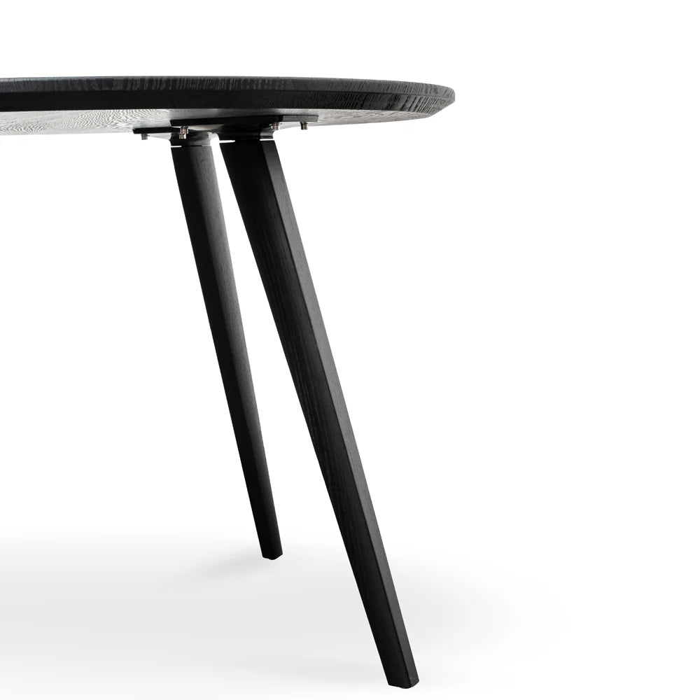 Missouri | 4 Seater Natural Black Wooden Round Dining Table | Black